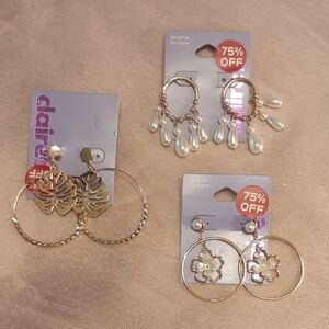Claire's Gold Pearl Earrings Collection